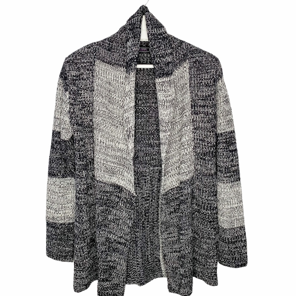 CREAZIONI EFFECI Gray Color Block Knit Cardigan Sweater S